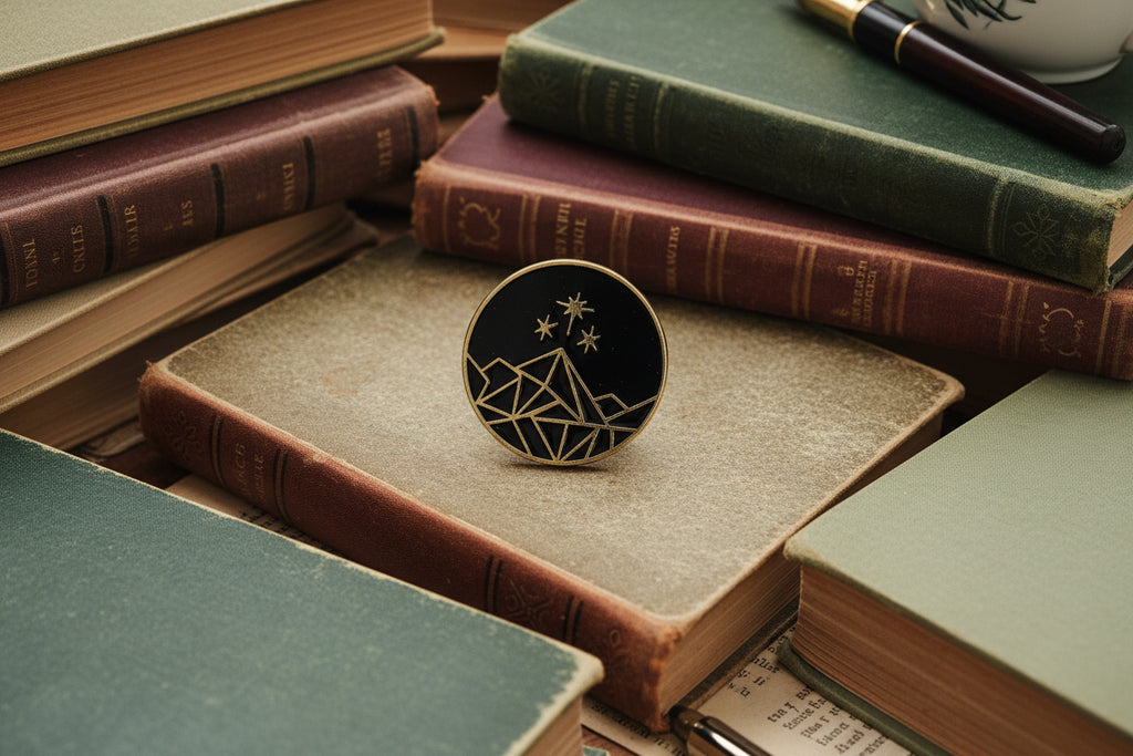 Remiel Mountain Enamel Pin- ACOTAR Inspired Night Court Pin- Black & Gold Fantasy Romance Accessory