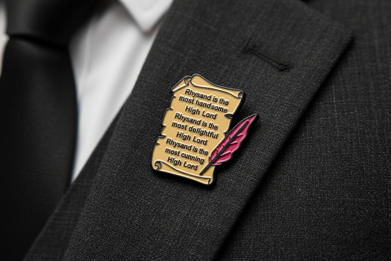 Rhysand High Lord Scroll Enamel Pin= ACOTAR Inspired Funny Fantasy Romance Pin- Night Court BookTok Accessory