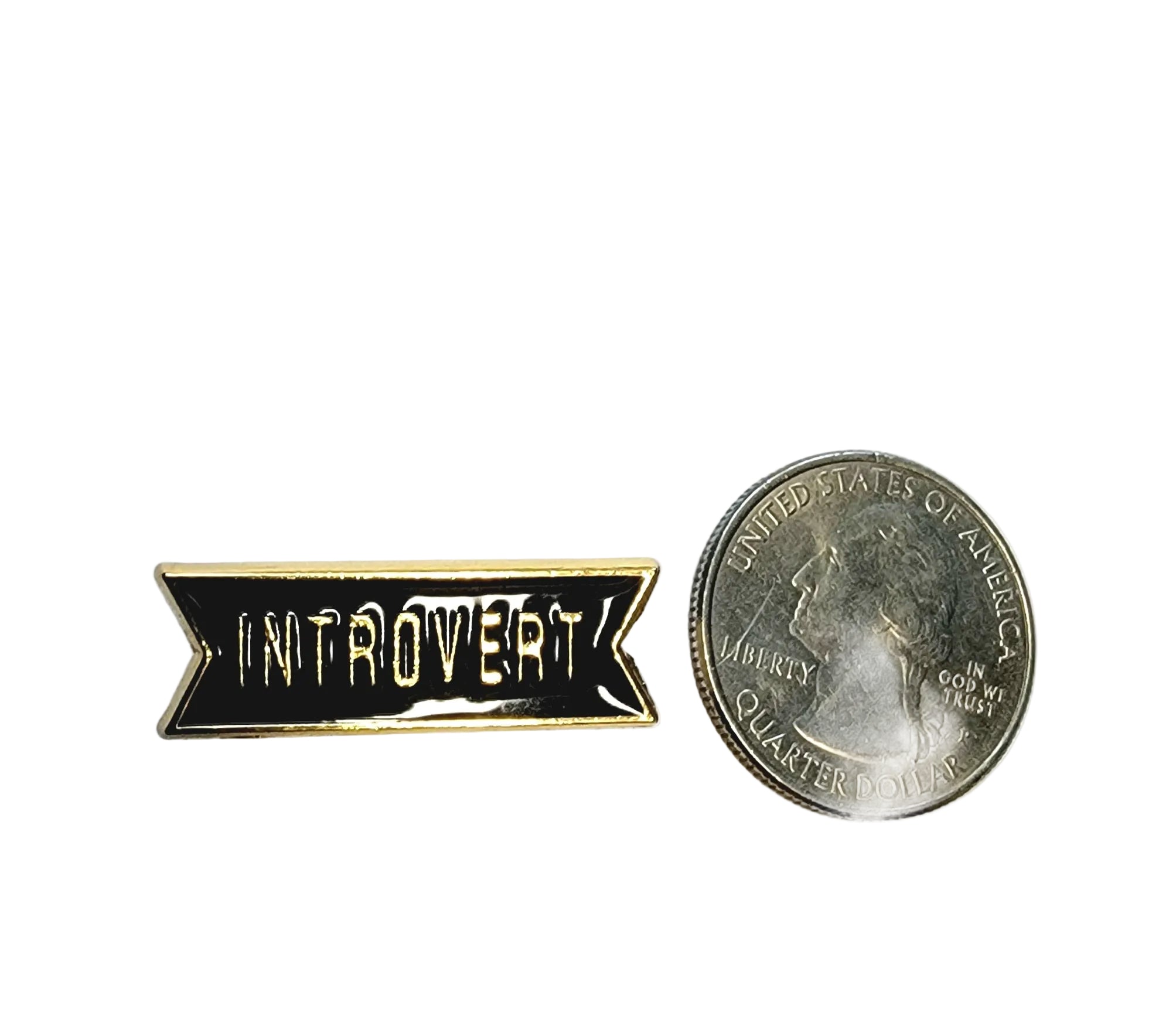 Introvert Enamel Pin - Black & Gold Badge Style Lapel Pin- Minimal Gothic Accessory
