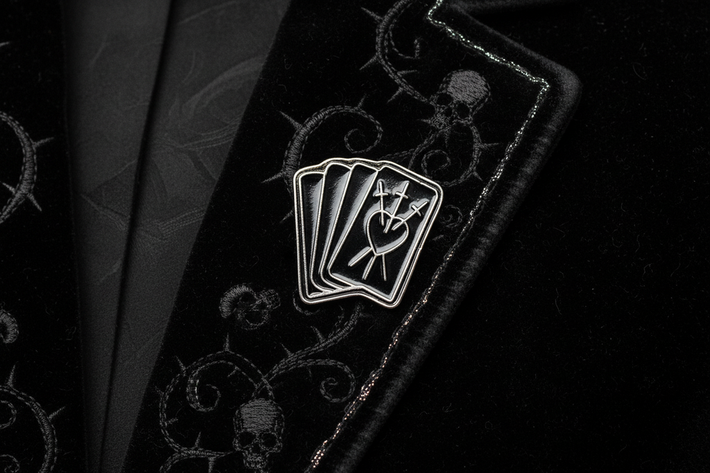 Black Tarot Card Enamel Pin- Goth Pin, Witchy Gift, Bookbag and Lapel Pin