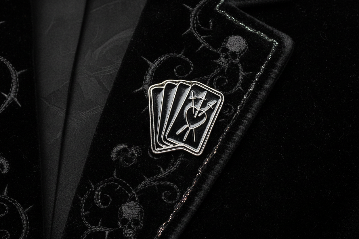 Black Tarot Card Enamel Pin- Goth Pin, Witchy Gift, Bookbag and Lapel Pin