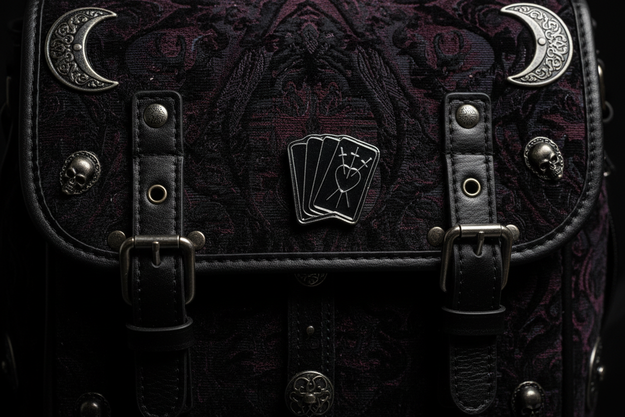 Black Tarot Card Enamel Pin- Goth Pin, Witchy Gift, Bookbag and Lapel Pin