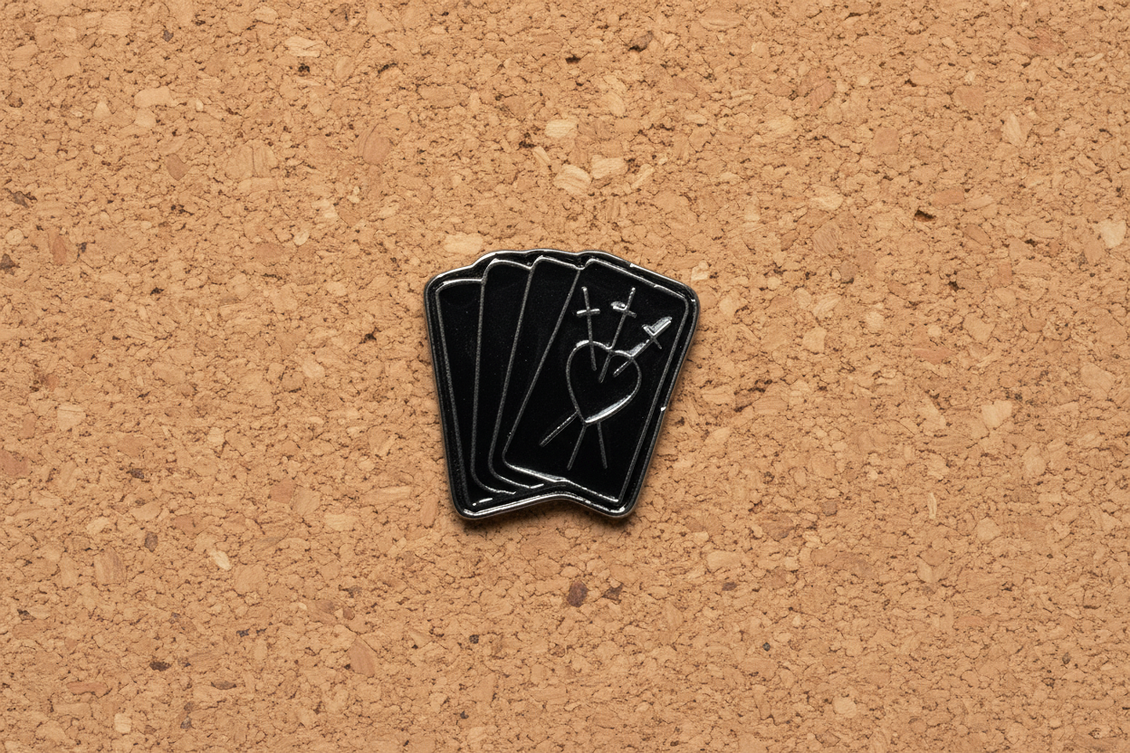 Black Tarot Card Enamel Pin- Goth Pin, Witchy Gift, Bookbag and Lapel Pin