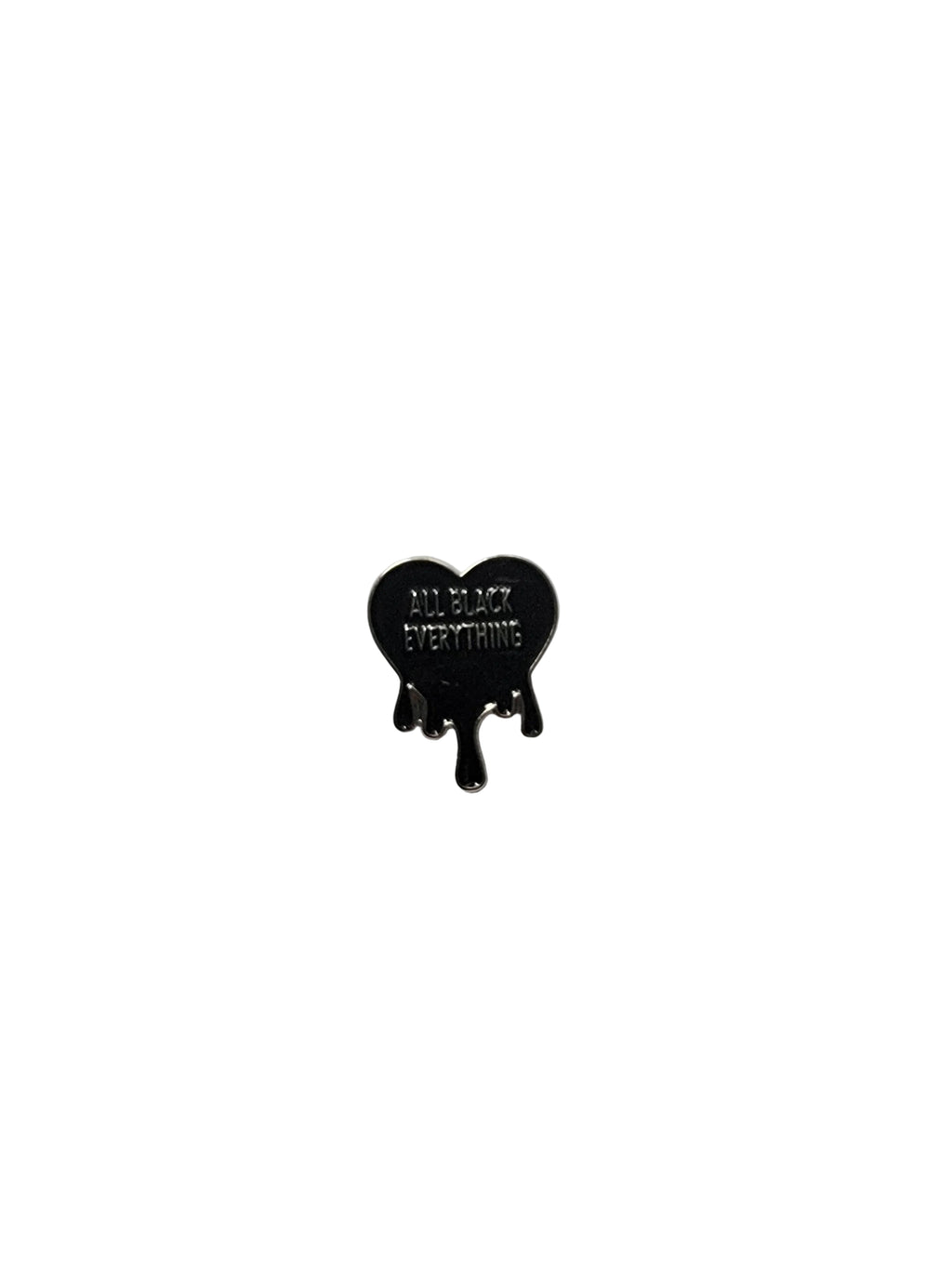 All Black everything Enamel Pin featuring  black heart design, goth gift for jackets and bags 