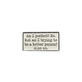 Am I perfect enamel pin featuring white and black text design, funny gift for jackets and bags 