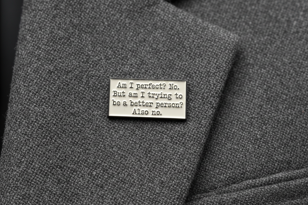 Am I Perfect? No. But Am I trying? Also no Enamel Pin - Funny Sarcastic Humor Pin, Snarky Lapel Pin, Coworker Gift