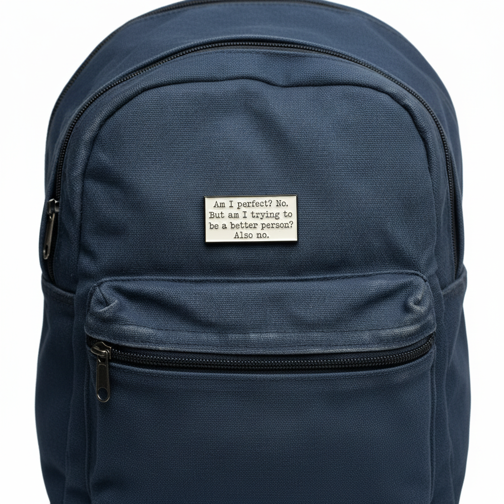 Am I perfect enamel pin on backpack sarcastic accessory for customizing bags and school gear