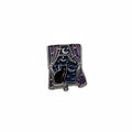 Black Cat Stary Night Enamel Pin featuring a cat sitting in a window, witchy style gift for jackets and bags 