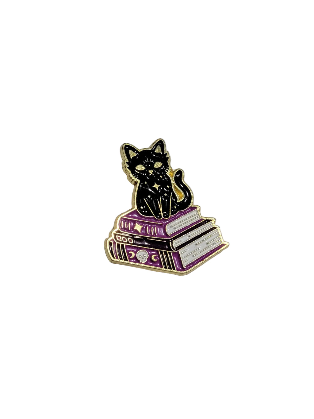 Black cat on a purple book enamel pin witchy gift for jackets and bags pin 