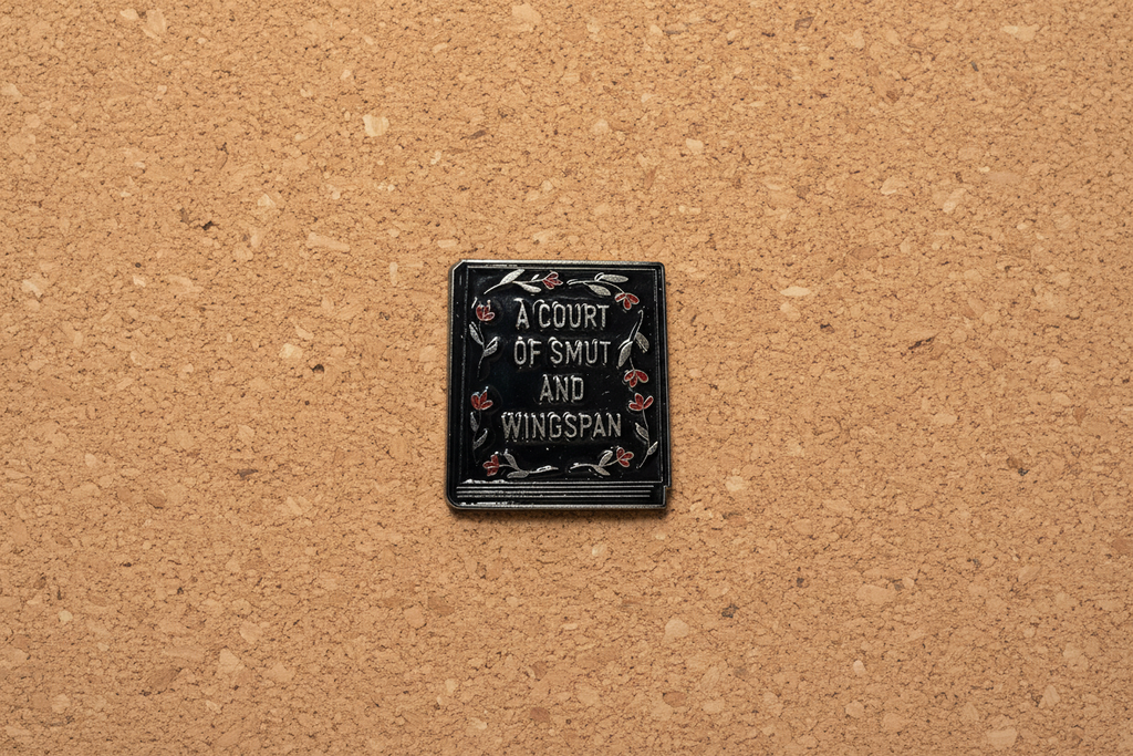 Fantasy Romance Enamel Pin - "Court of Smut and Wingspan" Bookish Pun Pin Black and Silver Accessory