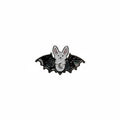 Cute Bat enamel pin , featuring white bat with wings open, goth gift for jackets and bags 