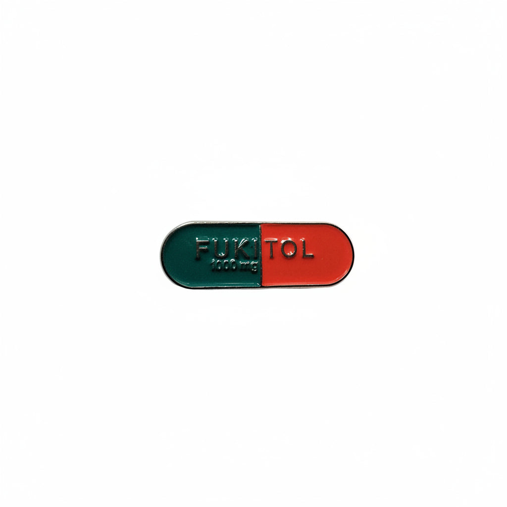 Fukitol Enamel pin featuring pill design, funny gift for jackets and backapcks