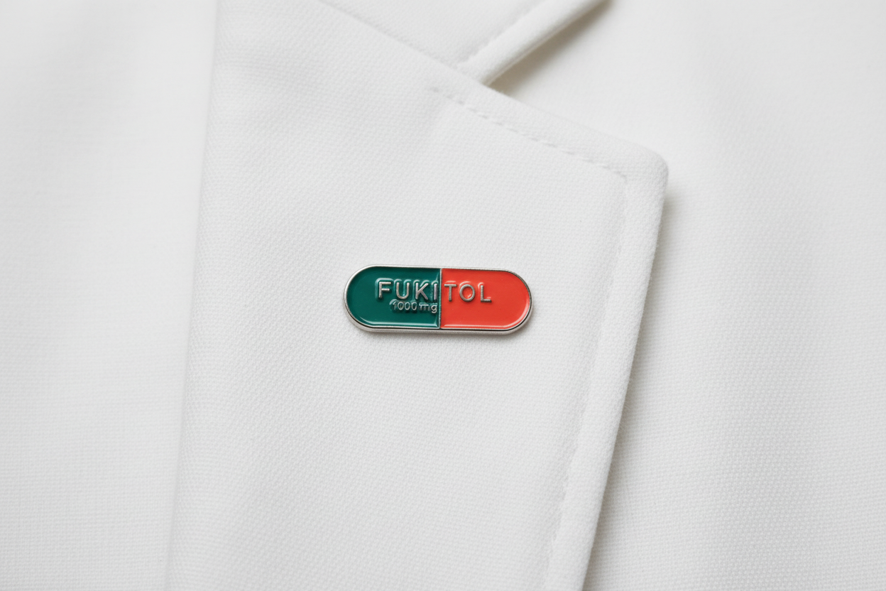 Fukitol Pill Enamel Pin – Funny Meme Pin Pharmaceutical Gift, Lapel Backpack Pin
