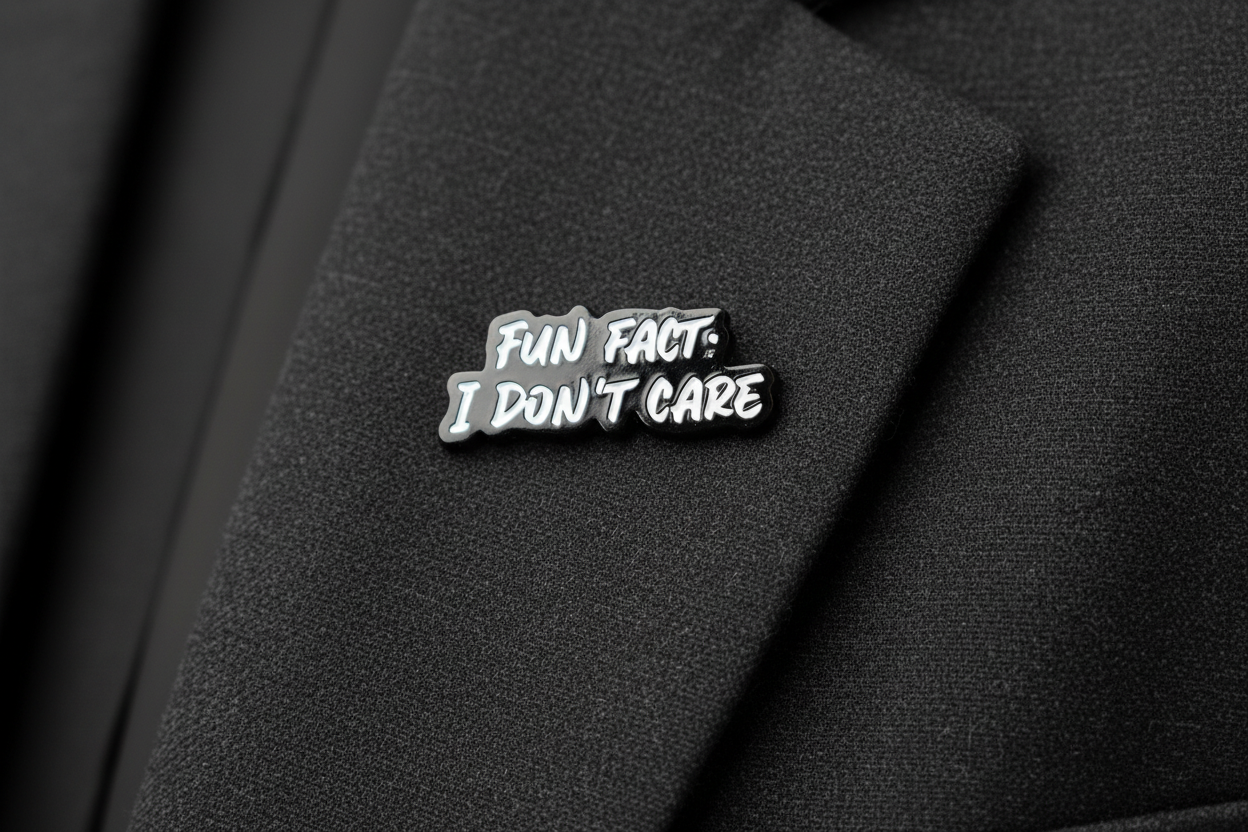 Fun Fact: I Don't Care Enamel Pin – Snarky Meme Pin Teen Gift, Lapel Backpack Pin