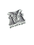Girls will be girls enamel pin , featuring witches and demon design, goth gift for occult and witch fans