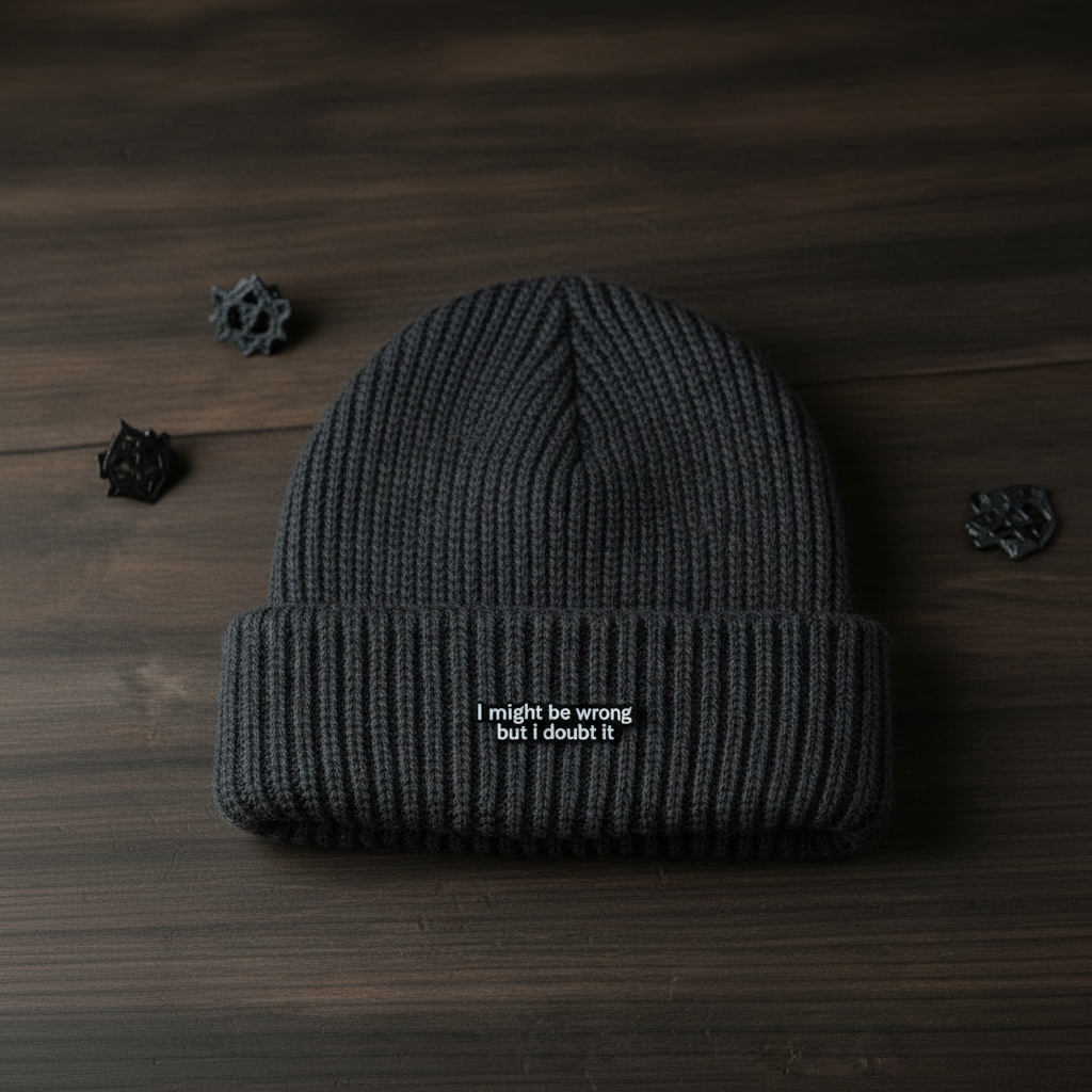 I might be wrong but I doubt it enamel pin worn on beanie hat alternative enamel pin for casual outfits and street wear