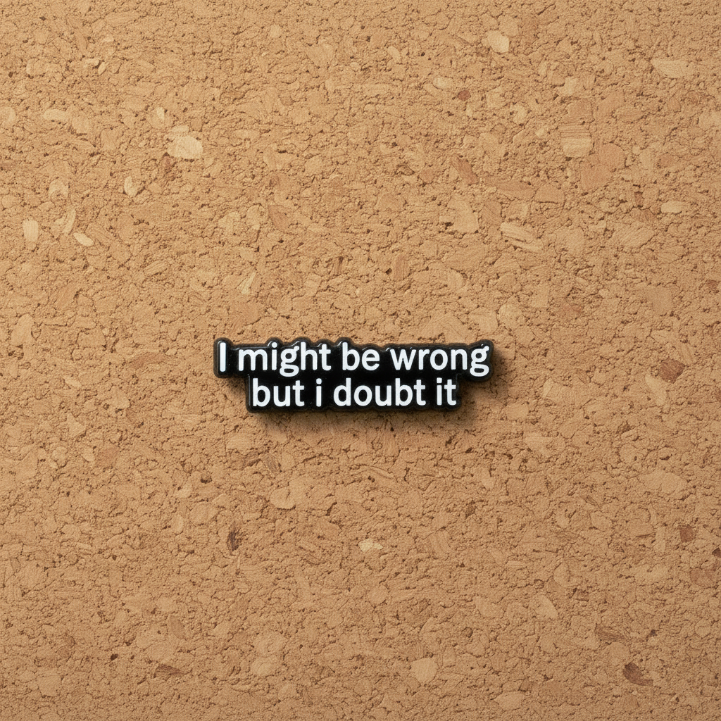 I might be wrong but I doubt it enamel pin displayed on cork board sarcastic meme enamel pin for collectors and display