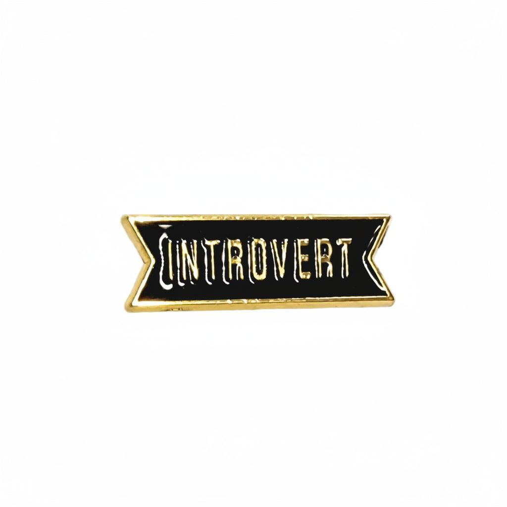 introvert enamel pin featuring badge design, funny gift for jackets and bags