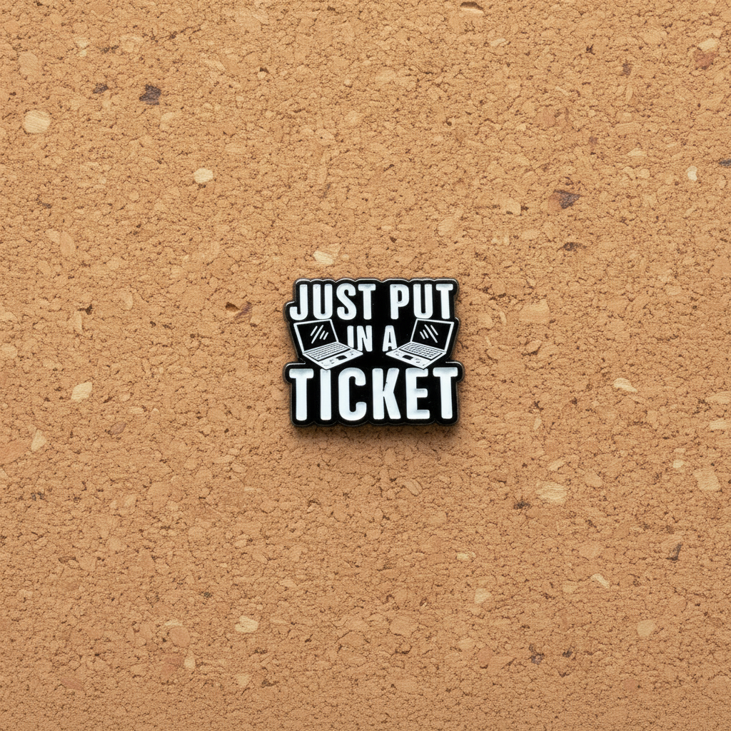Just put in a ticket enamel pin on cork board funny enamel pin for collectors and display