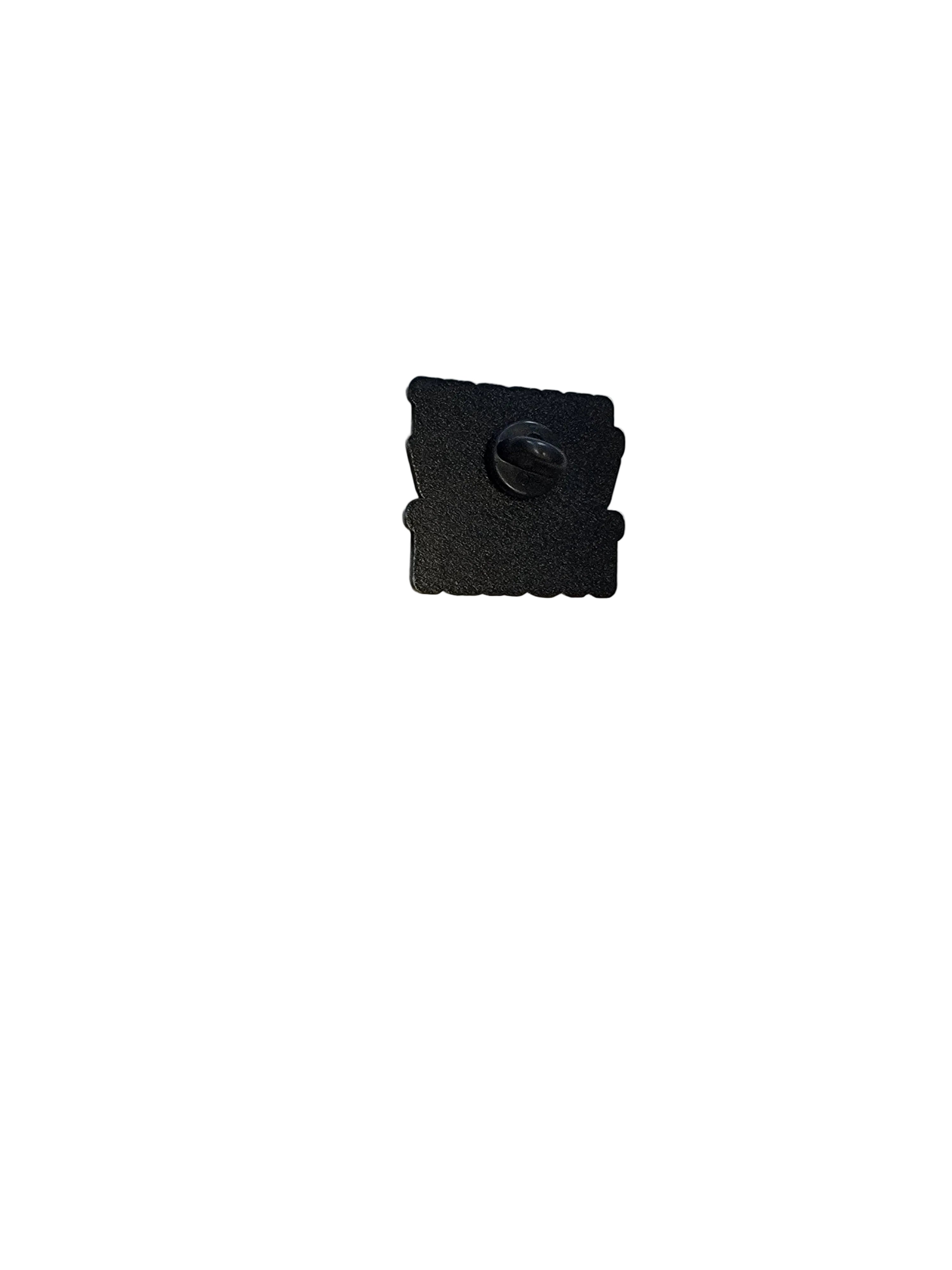 Black square object with a central hole on a white background