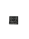 Black square with white text on a gray background