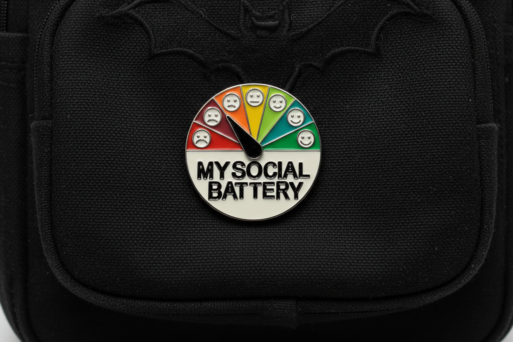 My Social Battery Roulette Enamel Pin - Funny Meme Enamel Pin, Introvert Gift, Lapel and Backpack Pin