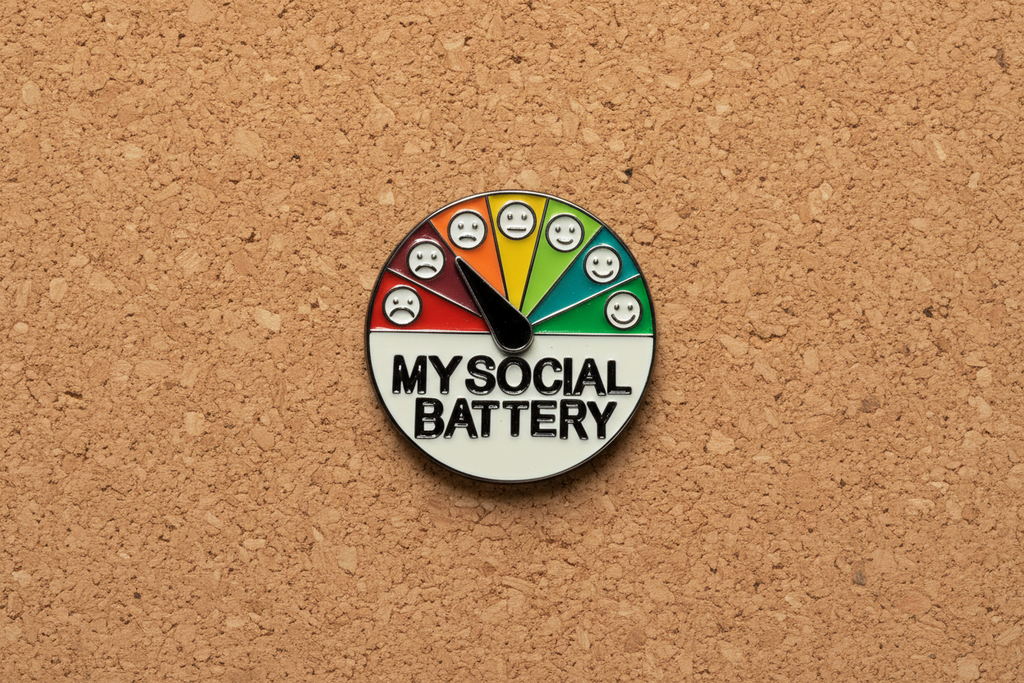 My Social Battery Roulette Enamel Pin - Funny Meme Enamel Pin, Introvert Gift, Lapel and Backpack Pin