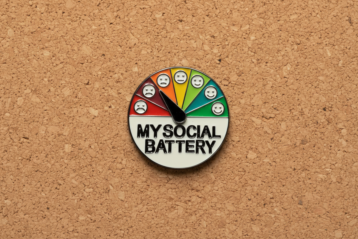 My Social Battery Roulette Enamel Pin - Funny Meme Enamel Pin, Introvert Gift, Lapel and Backpack Pin