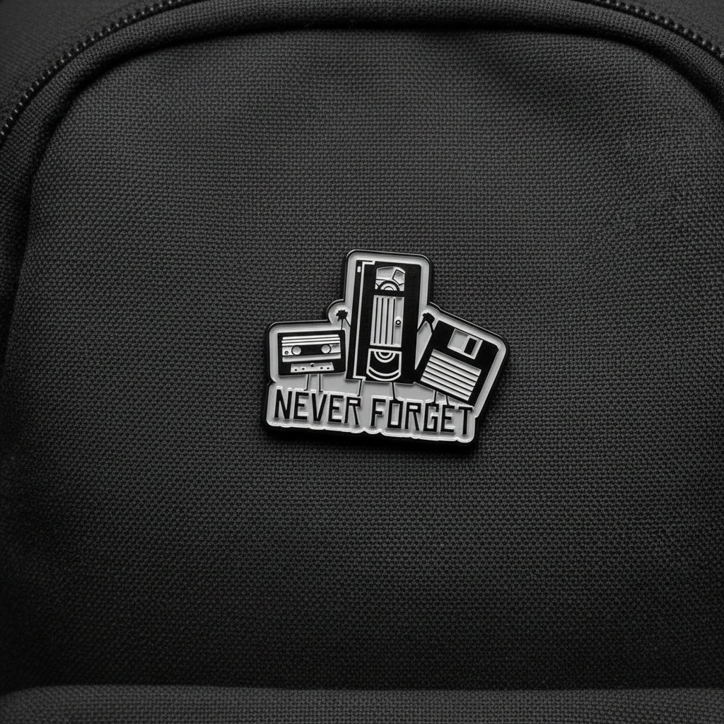 Never forget enamel pin on backpack funny accessory for customizing bags and school gear