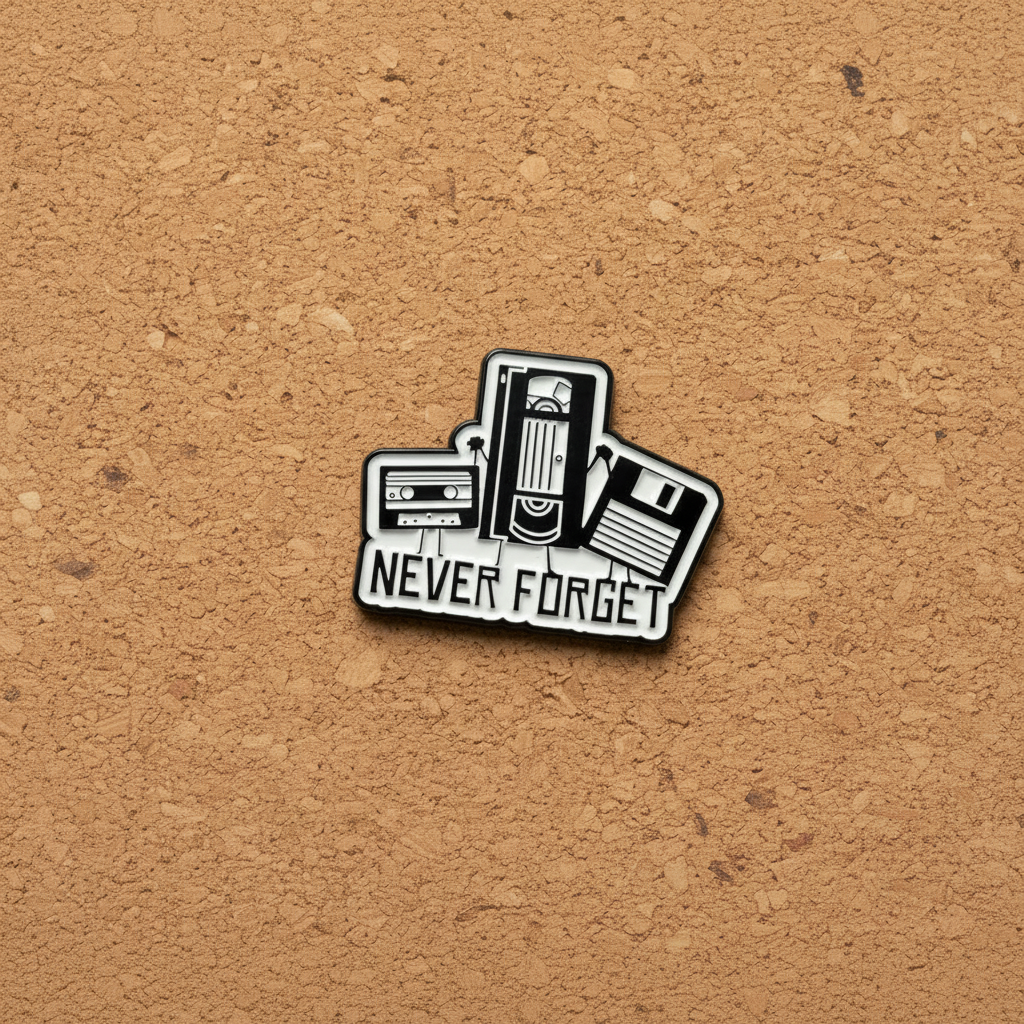 Never forget enamel pin displayed on cork board sassy enamel pin for collectors and display