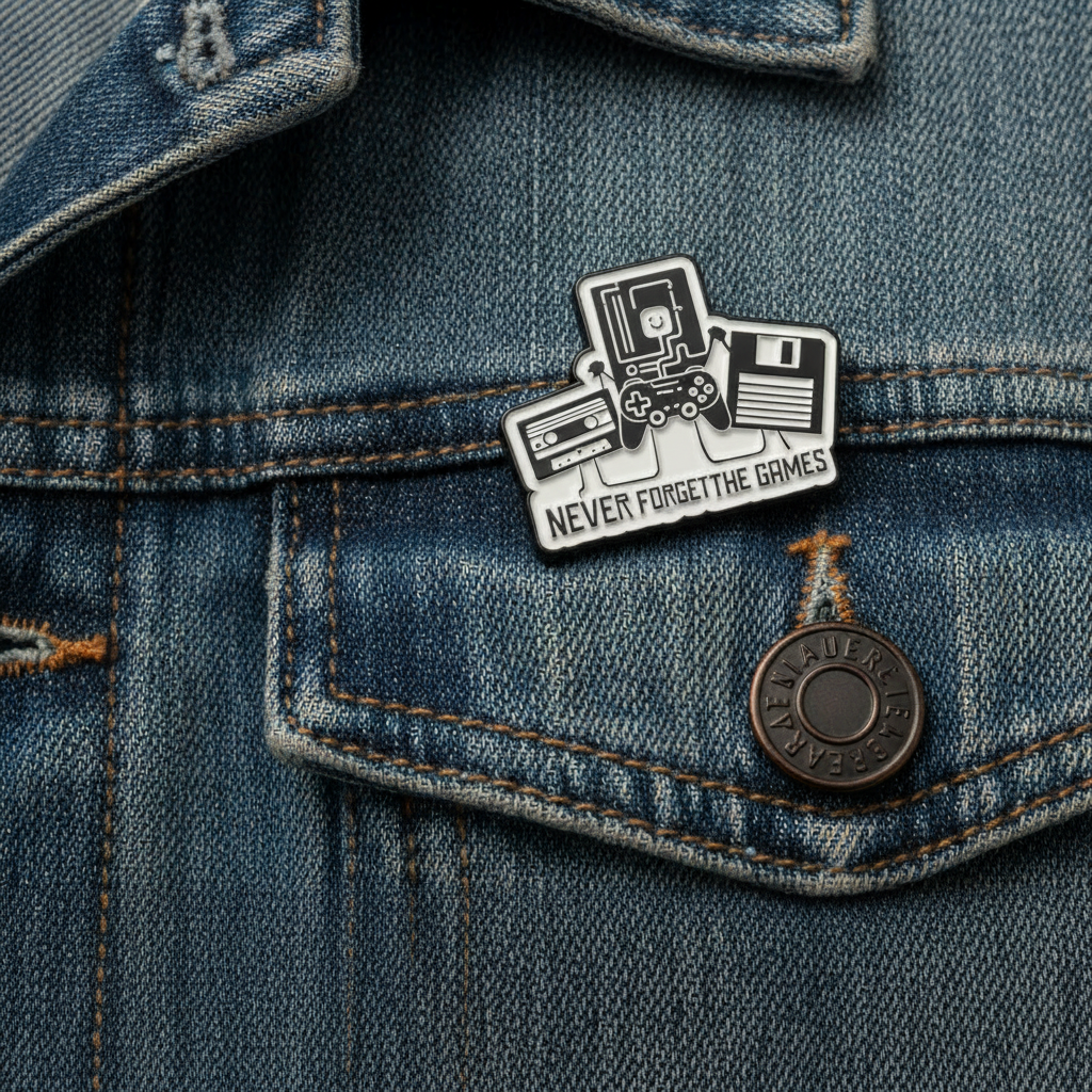 Never forget enamel pin worn on jacket lapel, funny pin style for everyday wear