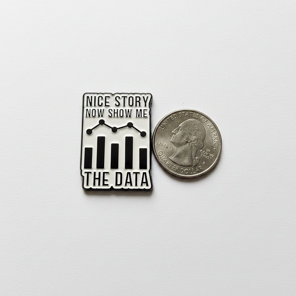 Nice story now show me the data shown next to quarter for size reference coworker enamel pin dimsenamel pin 1 in W x 1 1/4 in H