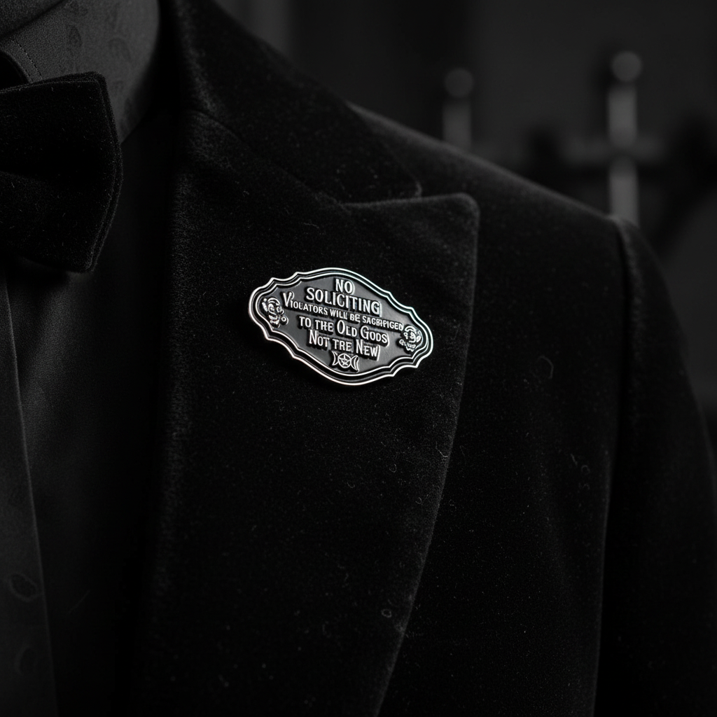 No Soliciting Violators Will Be Sacrificed to the Old Gods Not the New Enamel Pin - Witchy Enamel Pin, Goth Girl Gift, Lapel and Bookbag Pin