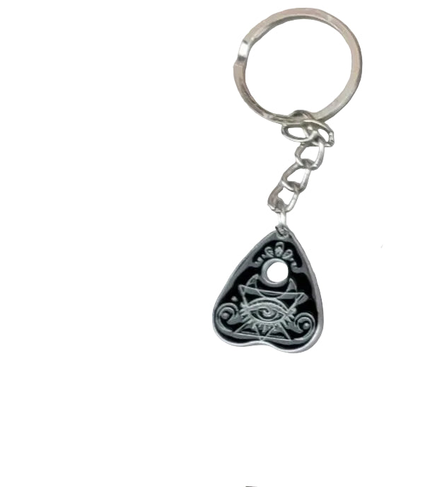 Planchette Keychain – Witchy Gothic Charm, Tarot Inspired Designs, Ouija Style Key Ring, Mystical Gift for Book Lovers