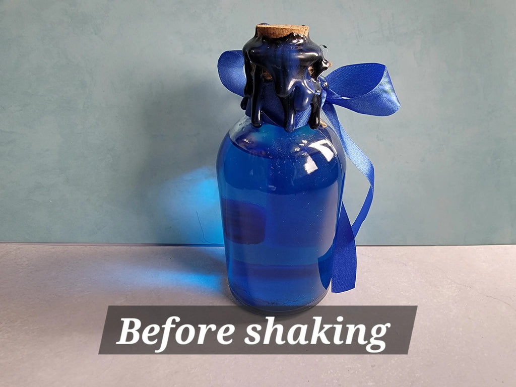 Swirling Blue Potion Bottle – Gothic Witch Decor – DND Display Prop – Fantasy LARP Accessory