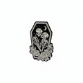 Skeleton lovers enamel pin featuring coffin shape, goth gift for jackets and bags 