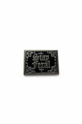 Stay Feral Enamel Pin featuring gothic lettering and design, goth gift for jackets and bags ex