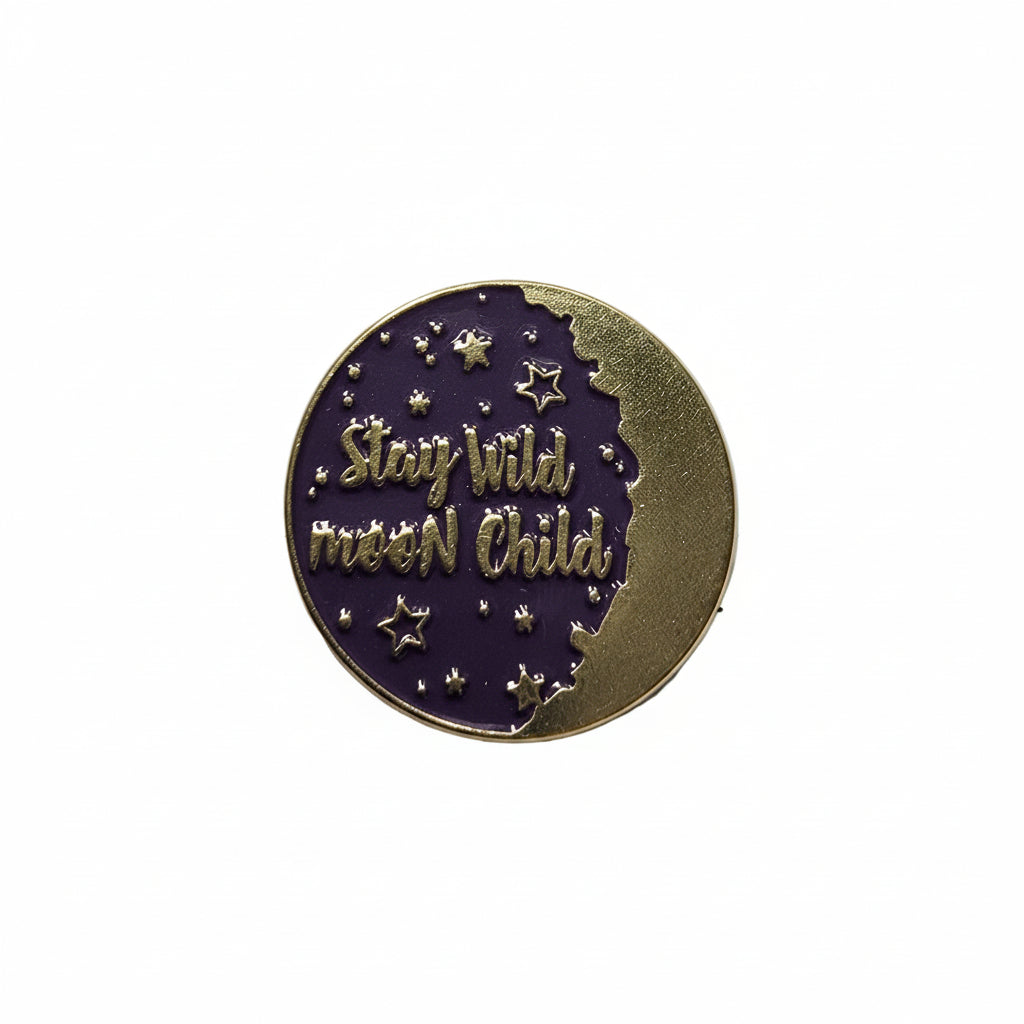 Stay Wild Moon Child Enamel Pin featuring design, witchy gift for jackets and bags 