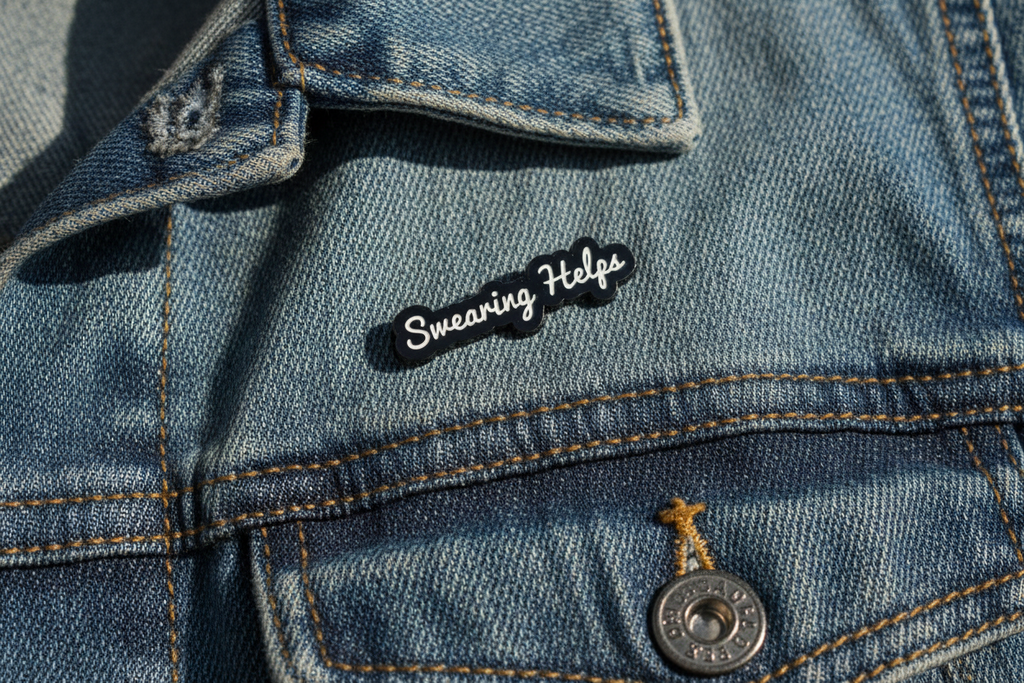 Swearing Helps Enamel Pin - Funny Meme Pin, Coworker Gift, Bookbag and Lapel Pin