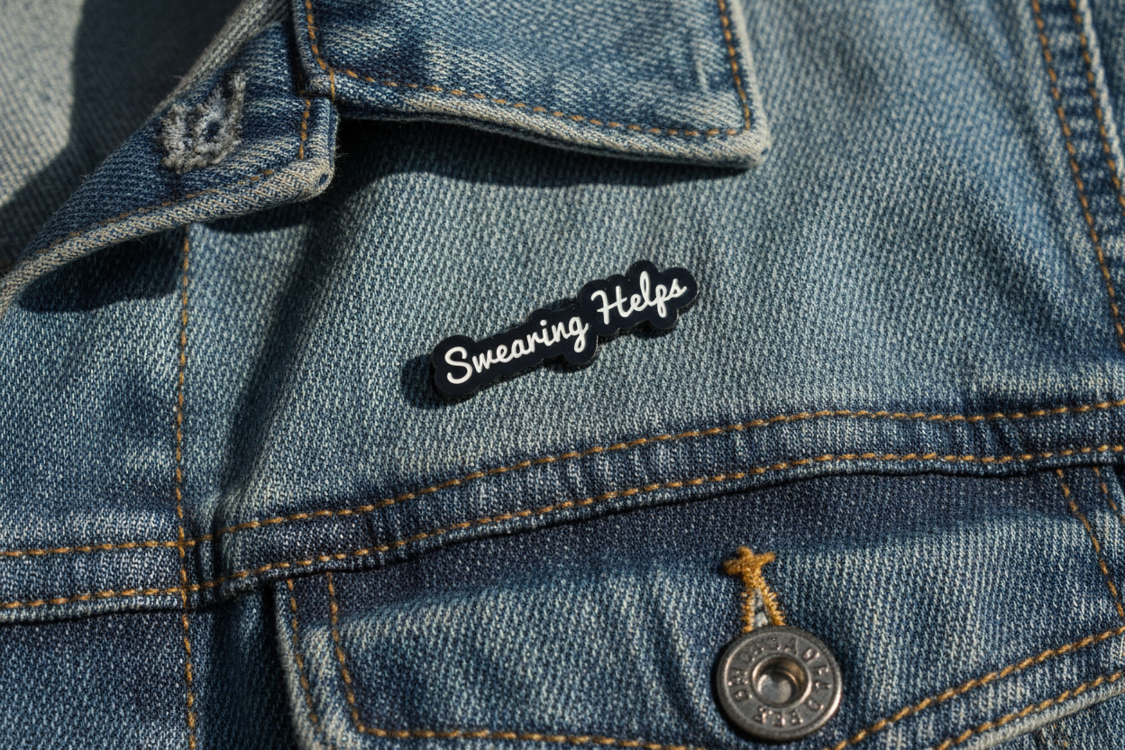 Swearing Helps Enamel Pin - Funny Meme Pin, Coworker Gift, Bookbag and Lapel Pin