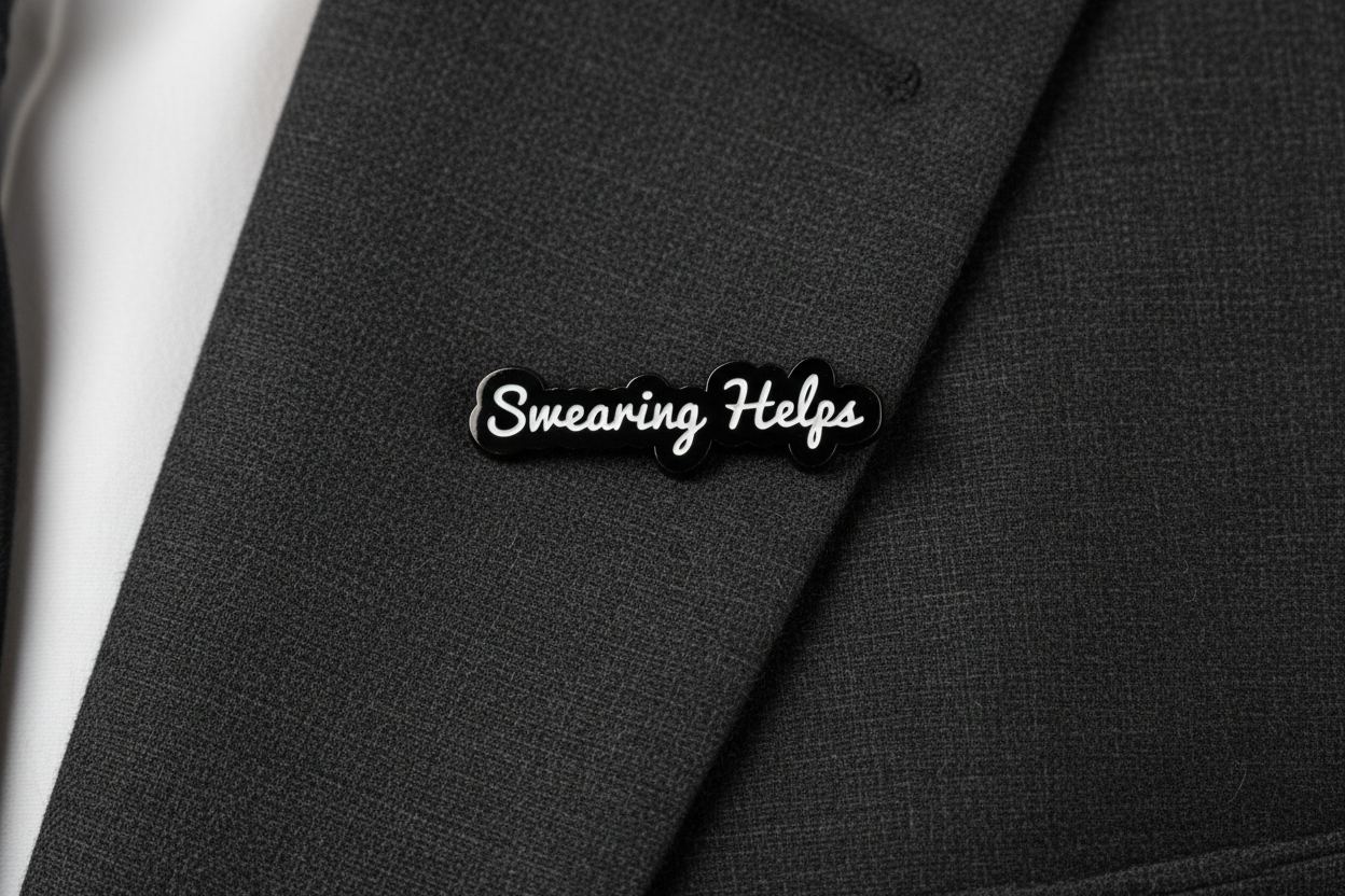Swearing Helps Enamel Pin - Funny Meme Pin, Coworker Gift, Bookbag and Lapel Pin