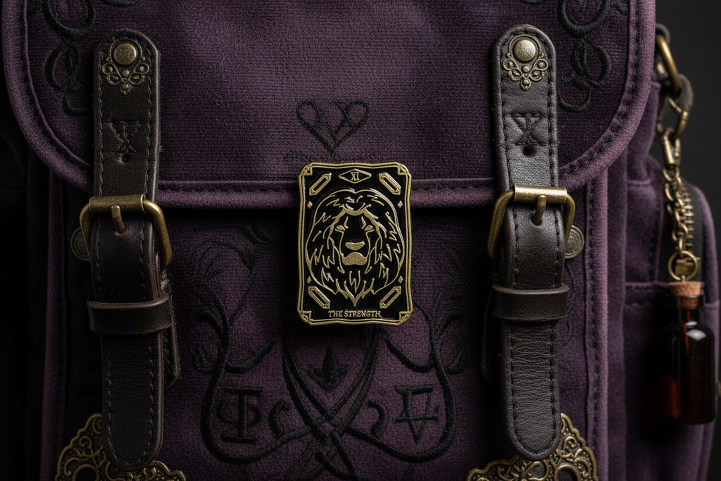 Tarot Card Enamel Pin on backpack alt accessory for customizing bags and school gear