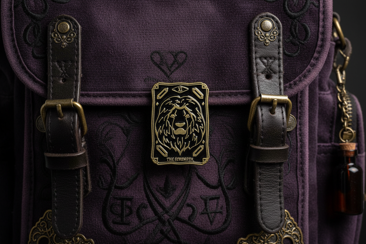 Tarot Card Enamel Pin on backpack alt accessory for customizing bags and school gear