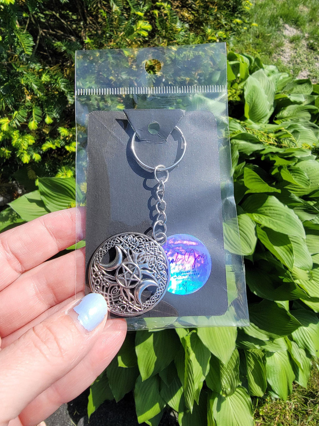 Triple Moon Keychain - Witchy Crescent Moon Charm, Wiccan Gift, Pagan Jewelry, Mystical Key Ring for Book Lovers & Spiritual Aesthetic
