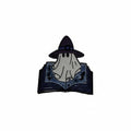 Withy Ghost Enamel Pin featuring a ghost coming out of a spell book, spooky gift for jackets and bags 