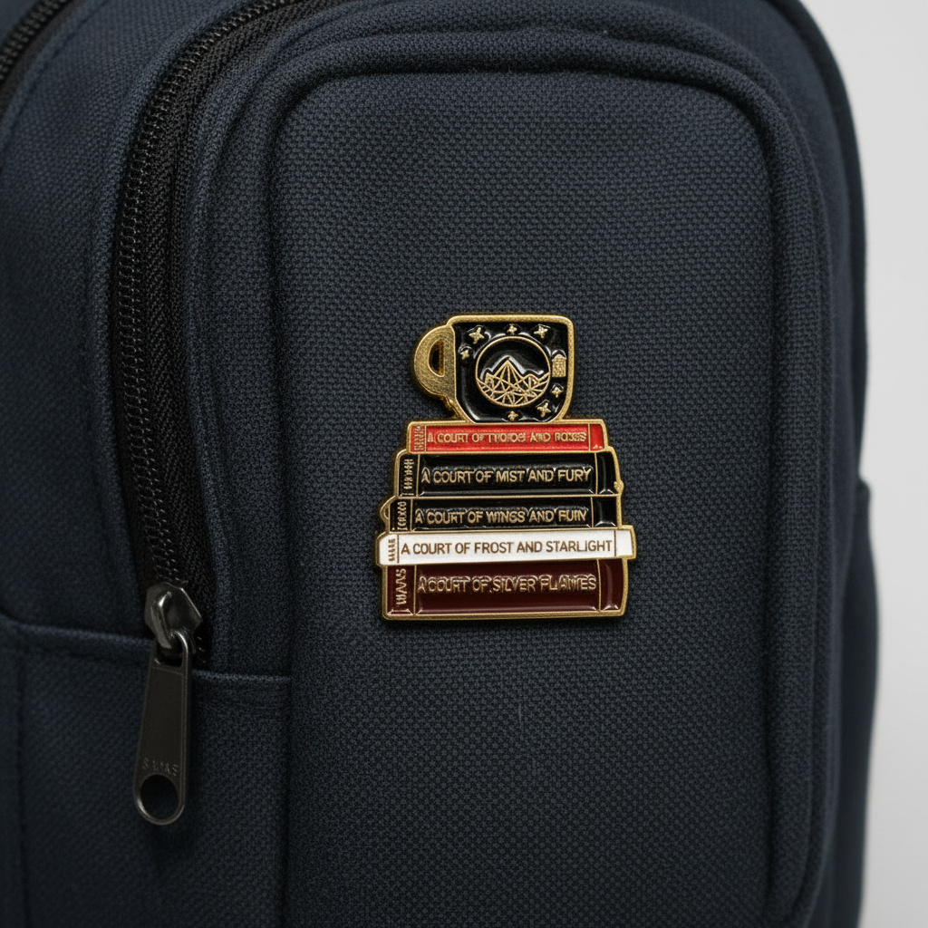 ACOTAR book pin on backpack romantasy accessory for customizing bags and school gear
