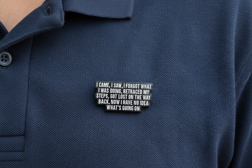 Black and white text patch on a blue background