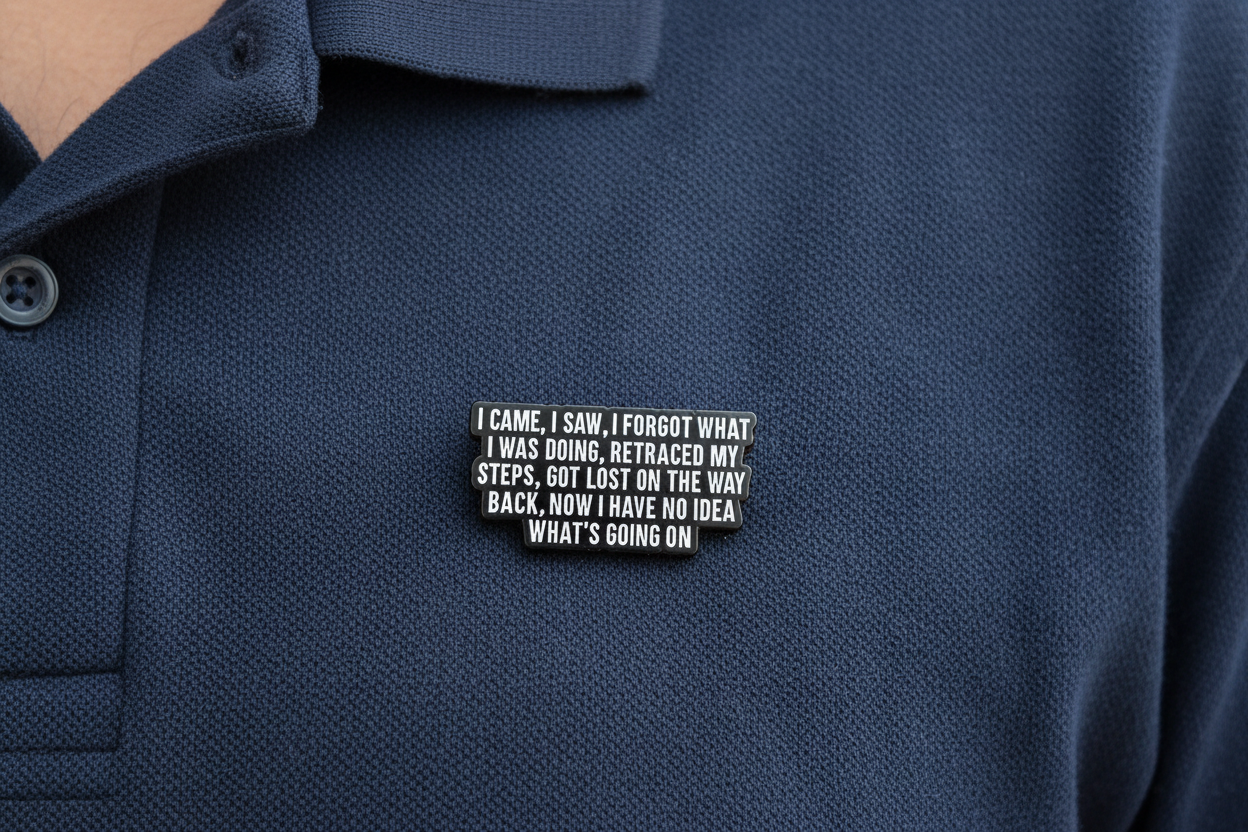 Black and white text patch on a blue background