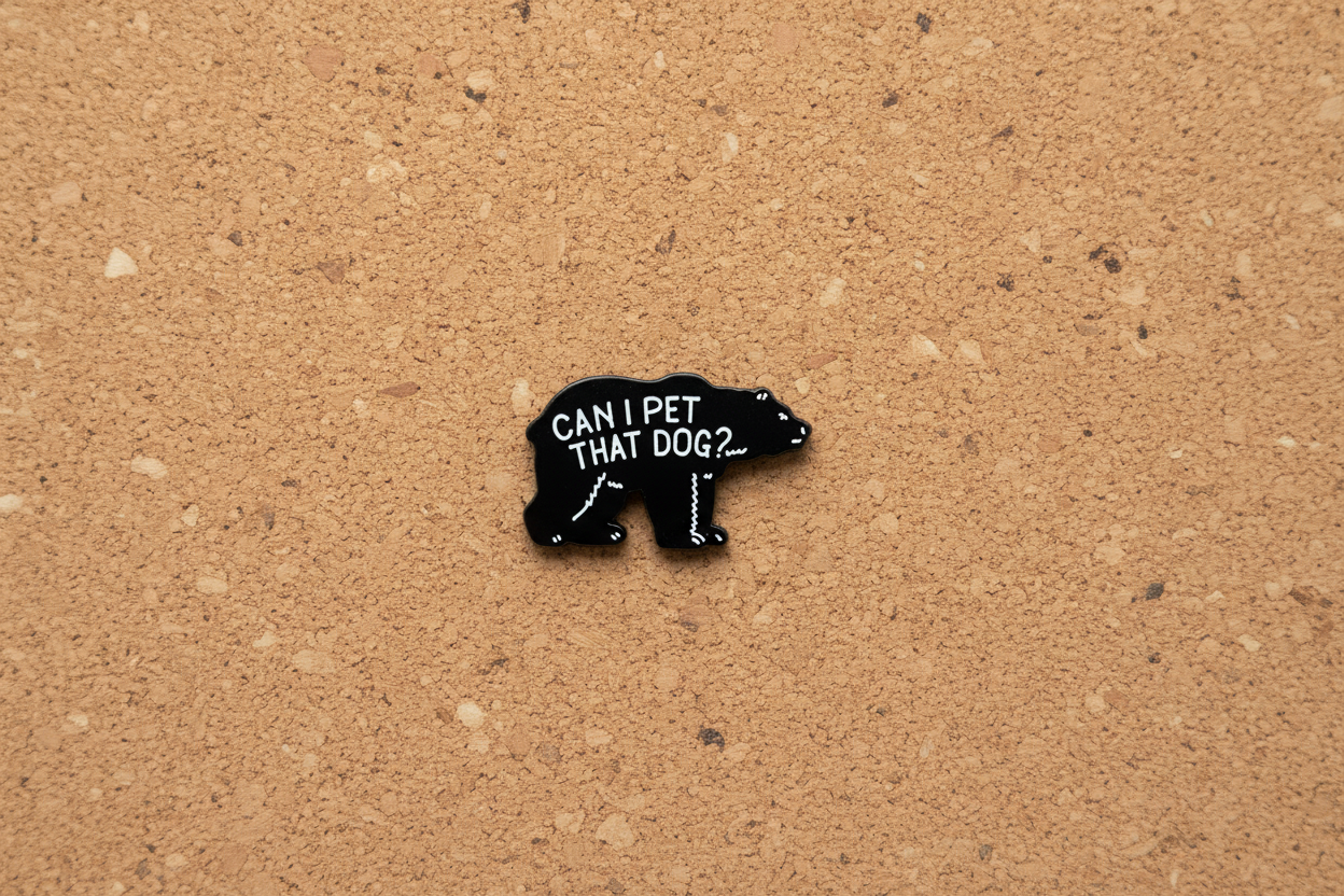 Can I Pet That Dog Meme Enamel Pin - Funny Bear Meme Pin,  Internet Humor Animal Pin, Cute Lapel Pin