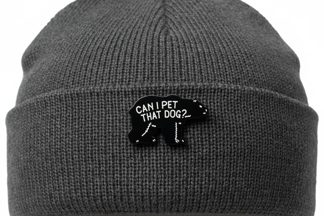 Can I Pet That Dog Meme Enamel Pin - Funny Bear Meme Pin,  Internet Humor Animal Pin, Cute Lapel Pin